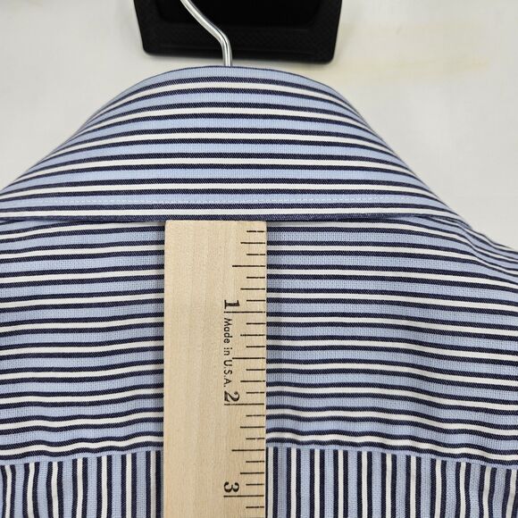 Corneliani Shirt Mens 17 43 Blue Stripe Preppy Business Dress Formal Casual‎ - Picture 5 of 10